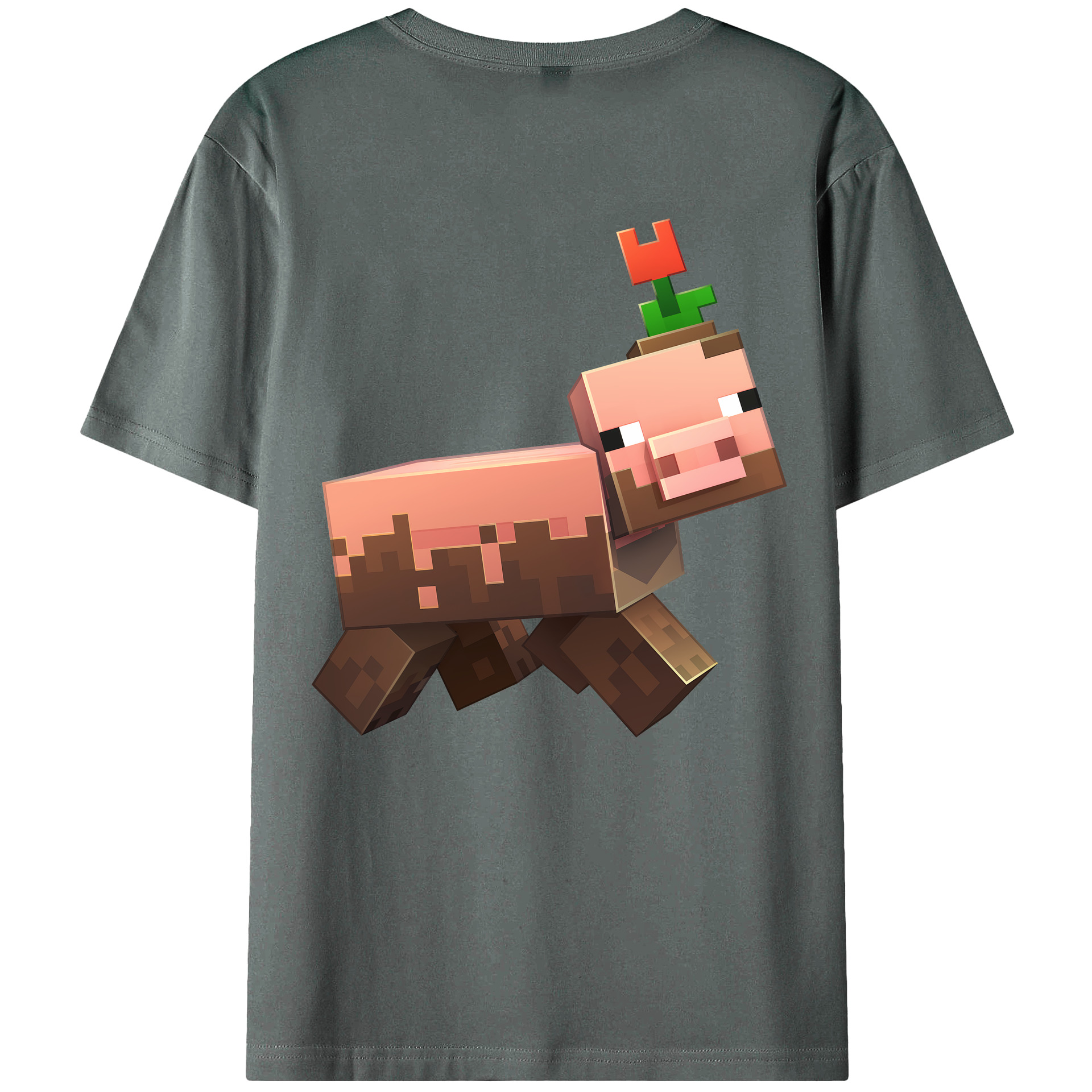 （画像用） マインクラフト ブロックの世界 Minecraft MC Block world 綿100％ メンズ半袖Tシャツ（バックプリント） 通気性
